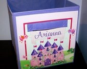 Princess Fairytale Castle Fabric Bin Girl's Personalized Bedroom Baby Nursery Organizer for Toys or Clothing