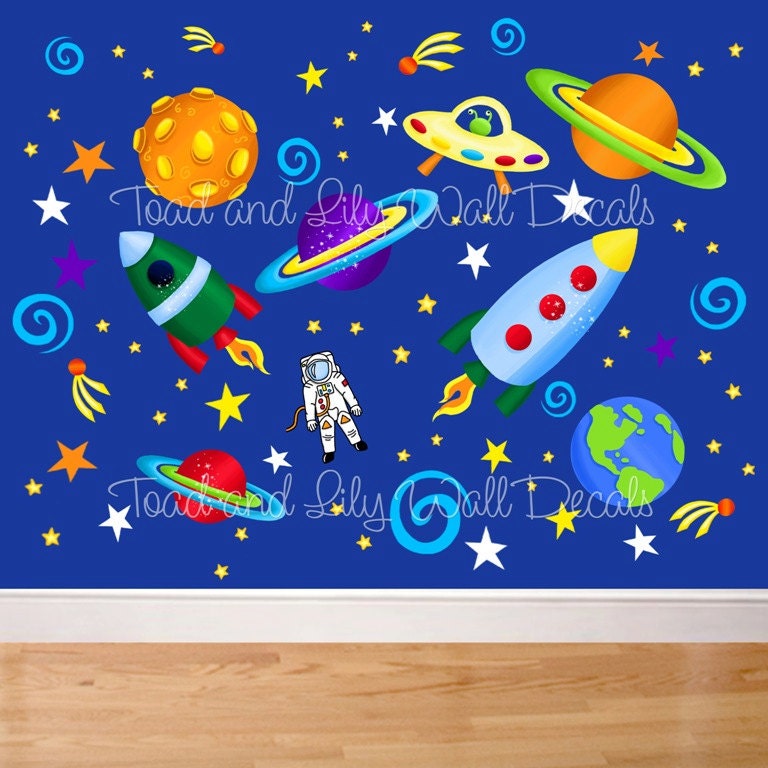 Set of Outerspace Boy's Bedroom Bathroom Baby Nursery Art WALL DECALS