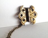 vintage brass butterfly hinge necklace