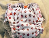 size 1 - newborn - small - fitted organic cloth diaper - ladybug print