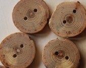 10 Oak Wood Buttons, 15/16 Inch (24 mm)