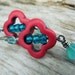 Southwest Moroccan Earrings in Red and Teal with Sterling Silver