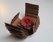 Pink Flower Brooch Wood Pyrography Painted Tie Tac back Gift Packaging