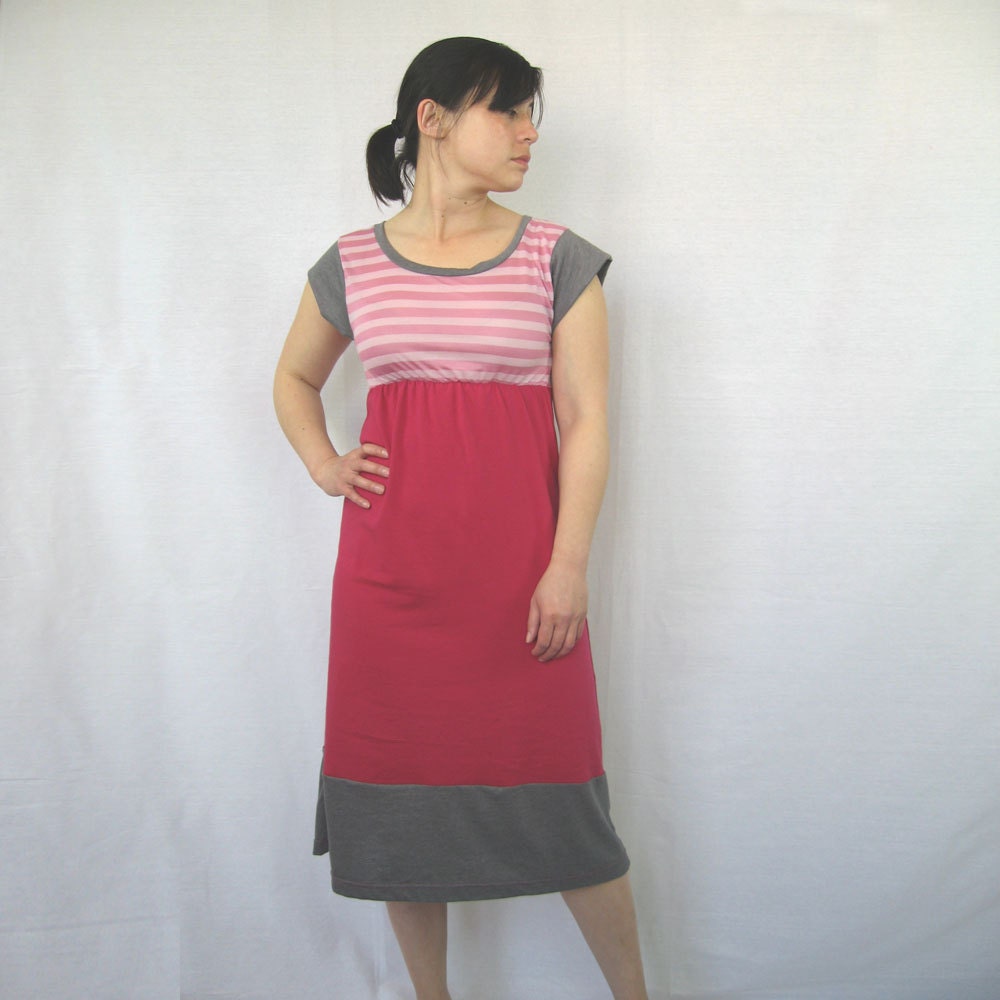 20% off Empire Waist Maxi Dress in Fuschia and Charcoal