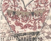 Vintage Heart in a Pocket - original mixed media collage published in The Stampers Sampler use WOW50 at checkout for half off