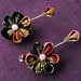 Kanzashi Flowers - Set of 2 Hairclip - Black, Red and Yellow