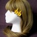 Kanzashi Fabric Flower - Set of 2 Hairclip - Bright yellow