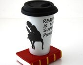 Teacher Gift Reading Travel Mug Eco Friendly Porcelain Great gift for graduate