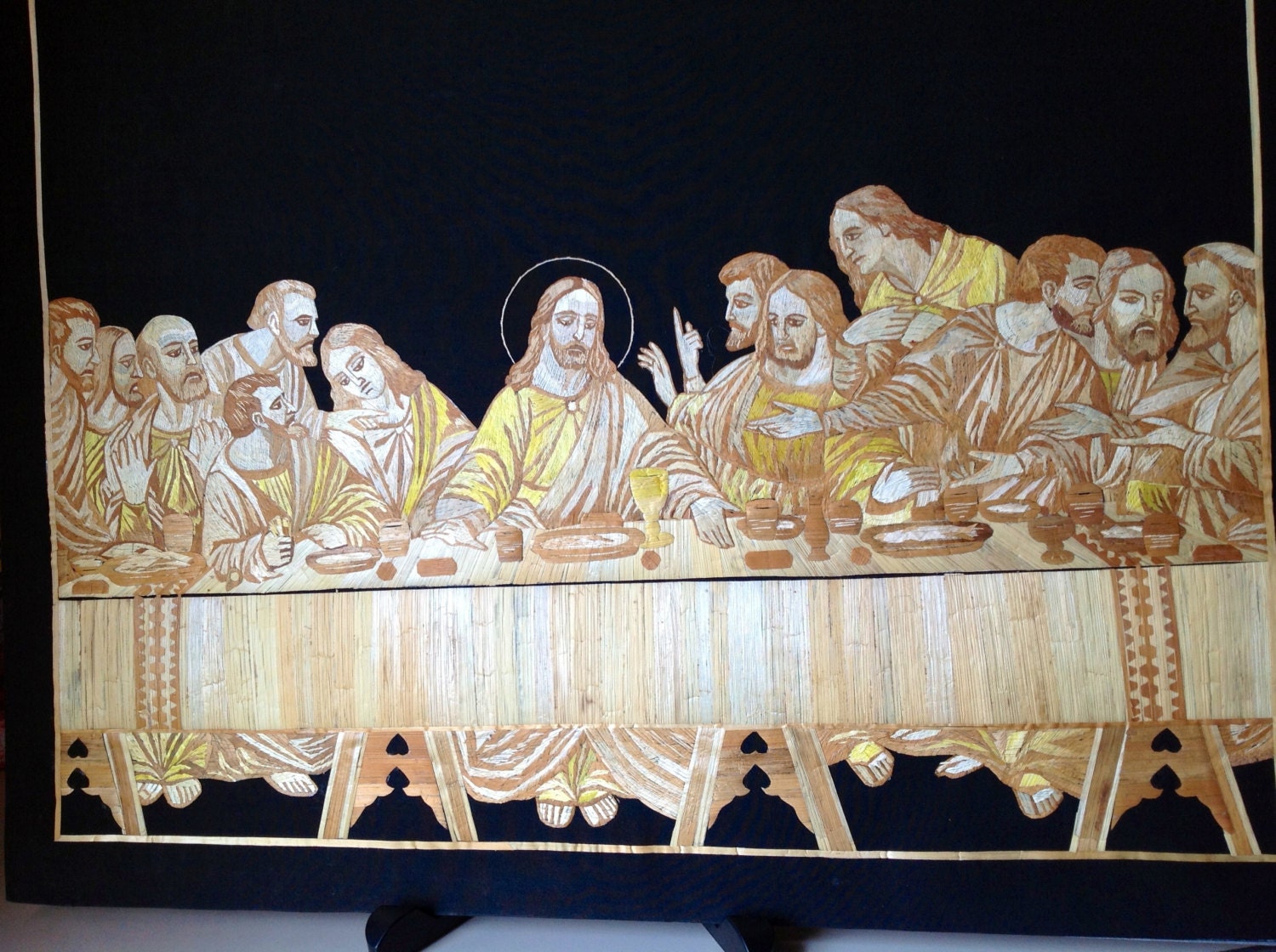 The LAST SUPPER  Leanardo da Vinci's Master piece on Rice Straw art.  GREAT for your Dining Room of the Last Supper
