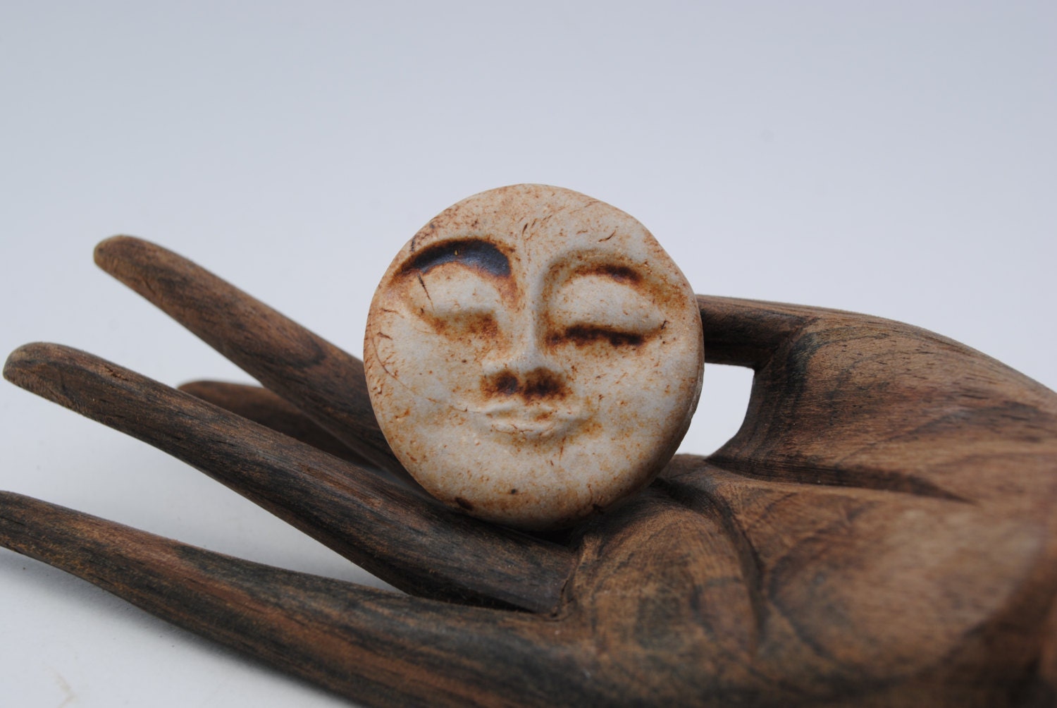ceramic cabochon face cab little clay mask miniature cameo