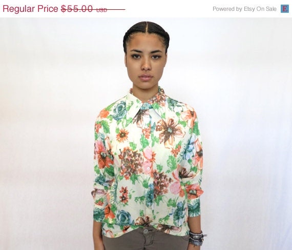SUMMER SALE 30% OFF The Pastel Floral Button Up Shirt