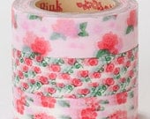 Rink Washi Masking Tape - Pink Flowers - Set 3