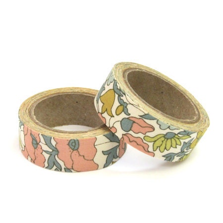 Liberty of London Fabric Masking Tape - Poppy & Daisy in Beige - Set 2