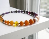 Ombre Yellow Purple Statement Necklace Color Block African Violet Lemon Zest Pantone Color 2013