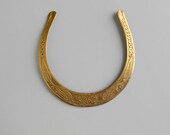 Brass Collar Necklace.  Etched Floral. India.