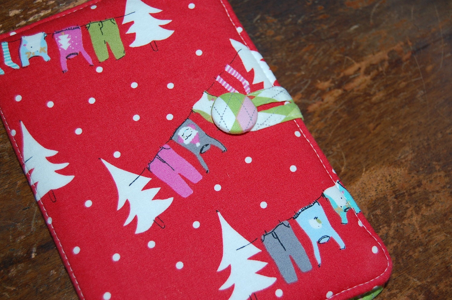 IMPERFECT  Kindle 3 Kindle Keyboard Kindle FIRE Cover -Moda Cherry Christmas - READY to ship - Book Style eReader cover