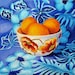 Still Life Fruit And Floral Oil Painting, Abstract Realism, Lemons In A Bowl, 20x20,Colorful Original Art