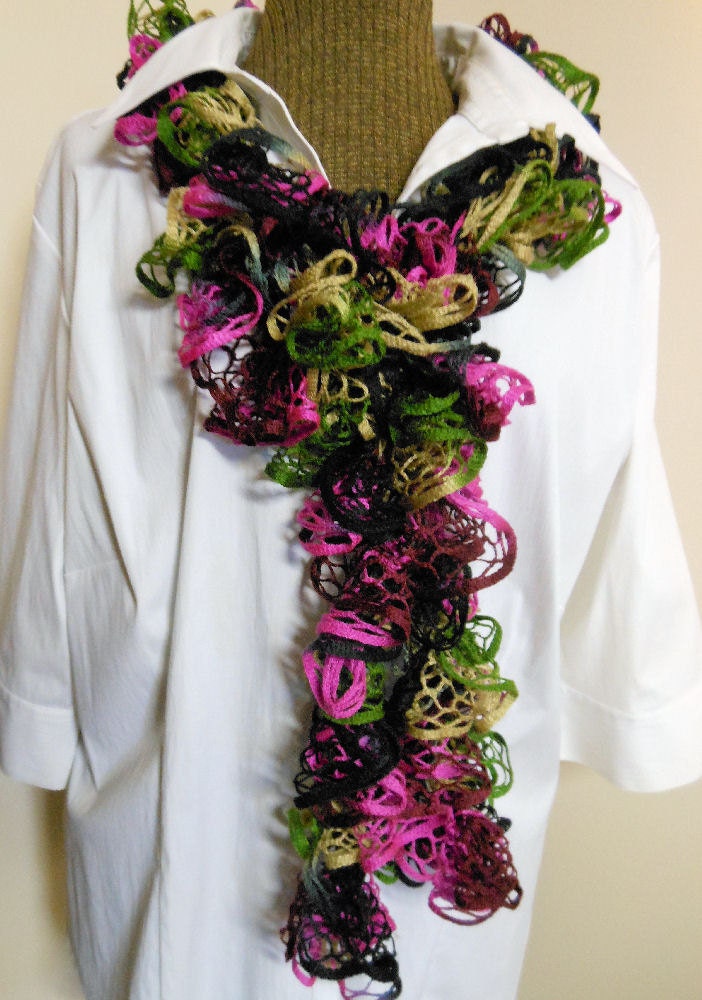 Multicolor Crochet Ruffled Scarf