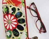 Chrysanthemum Zipper Pouch/ Eyeglass Case Made From Vintage Kimono