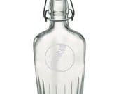 Baseball Stitches Etched Glass Flask