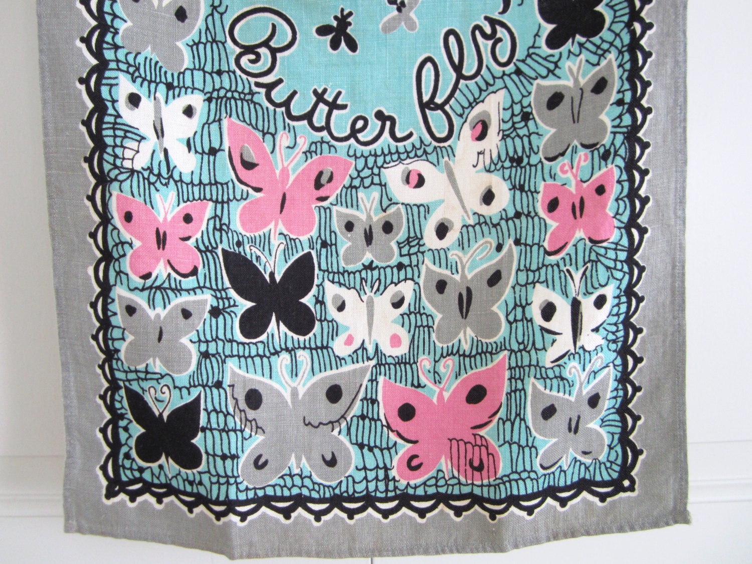 Vintage MID CENTURY Towel Butterfly Beauty