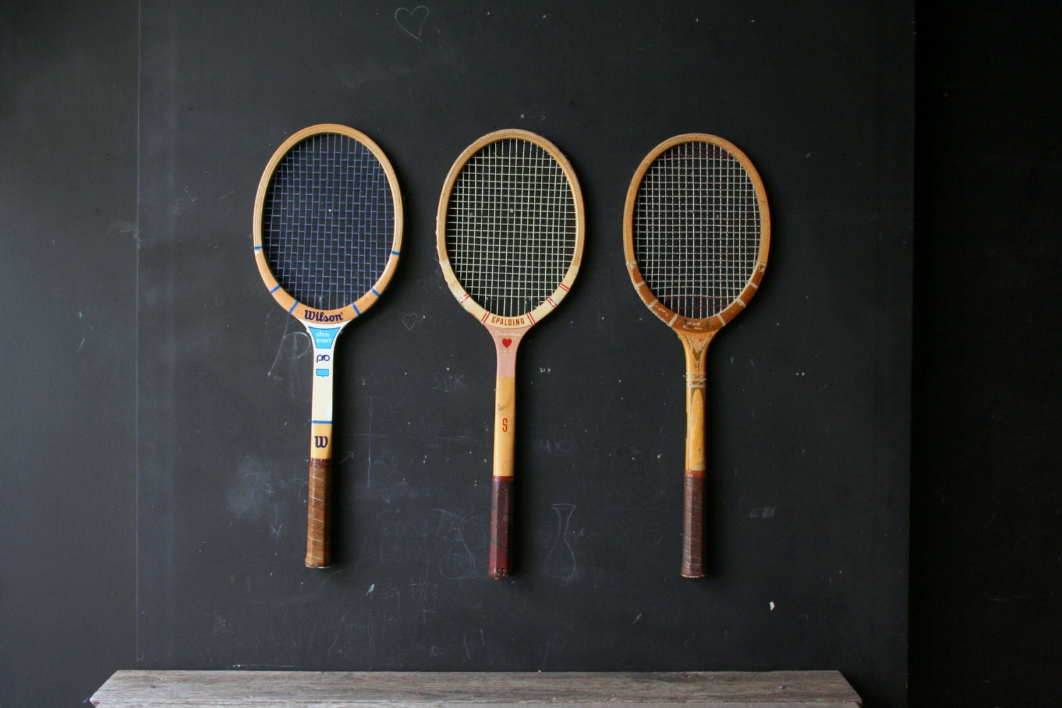 3 Vintage Tennis Rackets 1 Wilson 1 Spalding and a Third by Nowvintage on Etsy