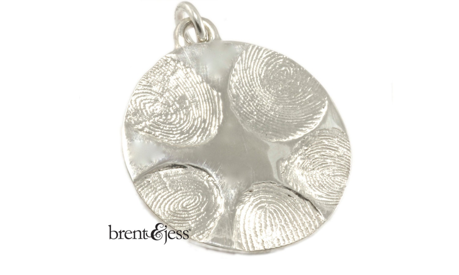 Sterling Silver Custom Family with 5 Fingerprints Pendant