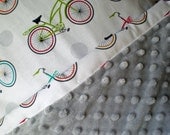 Bicycles and Minky Car Seat Blanket (Car Seat Canopy with Elastic)