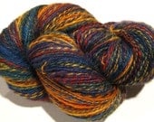 MEGA-SKEIN Handspun yarn Over The Rainbow 448 yards, worsted weight 2 ply, hand dyed corriedale firestar sparkle wool top