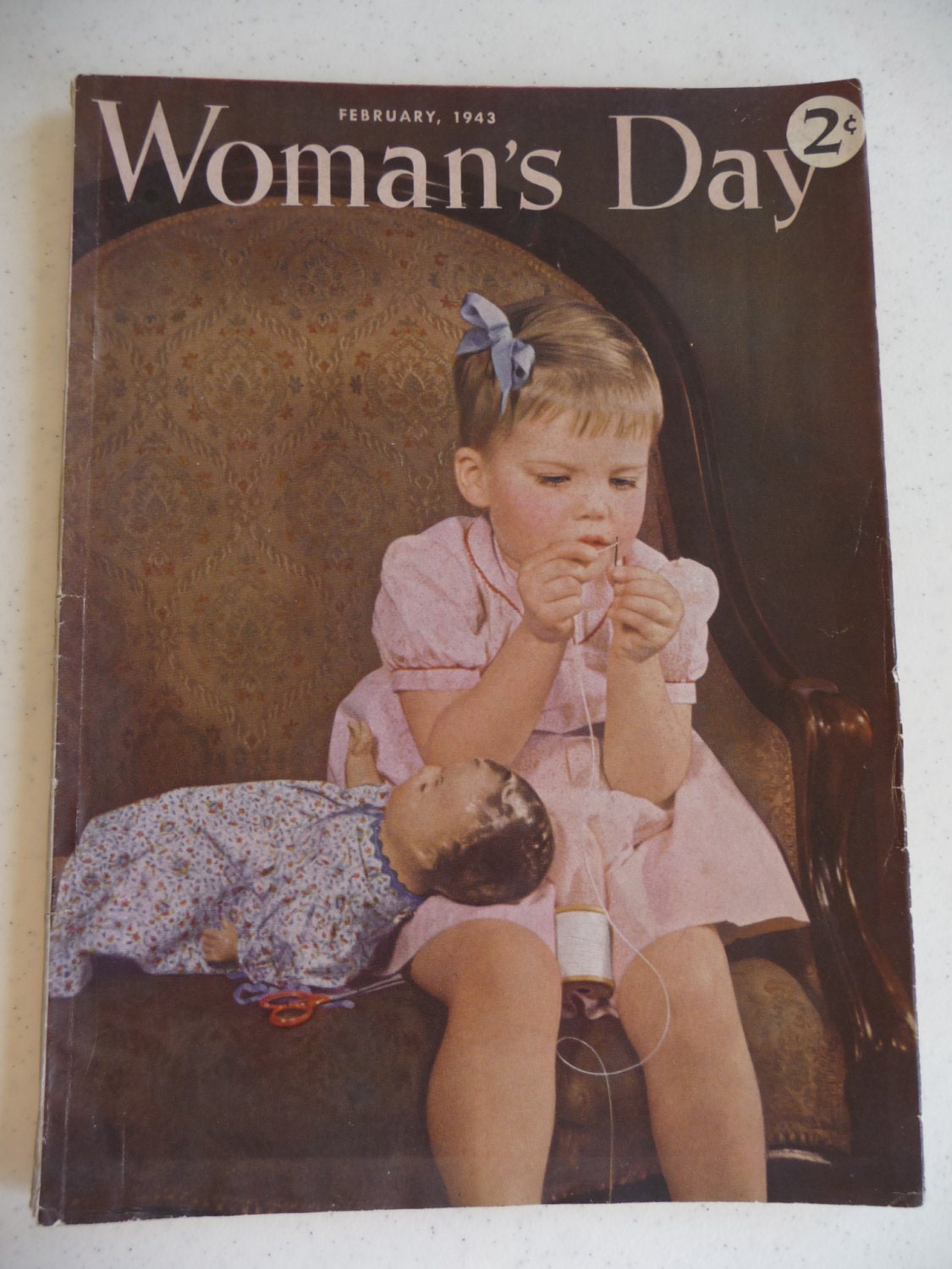 Vintage Woman's Day Magazine February 1943 - Advertisements Ephemera Scrapbooking Recipes Vintage Pictures Needlework War Food Bulletin
