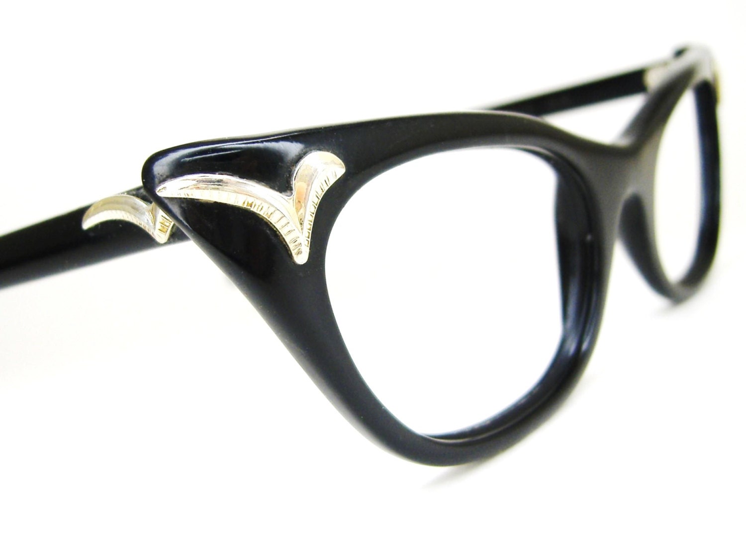Vintage 1950s Cats Eye Eyeglasses Sunglasses Frame With Decorative Accents