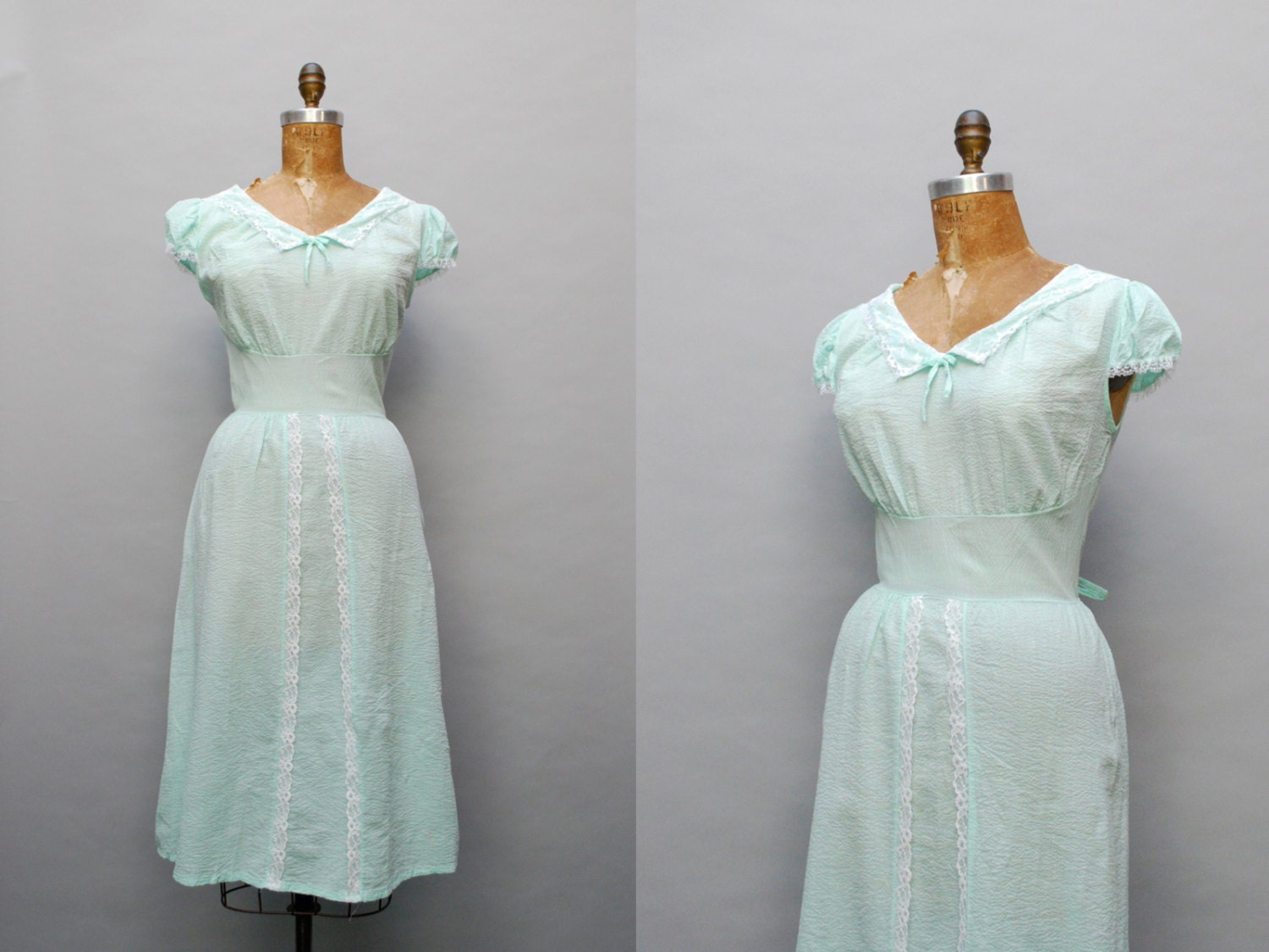 vintage 1950s mint lace nightgown dress