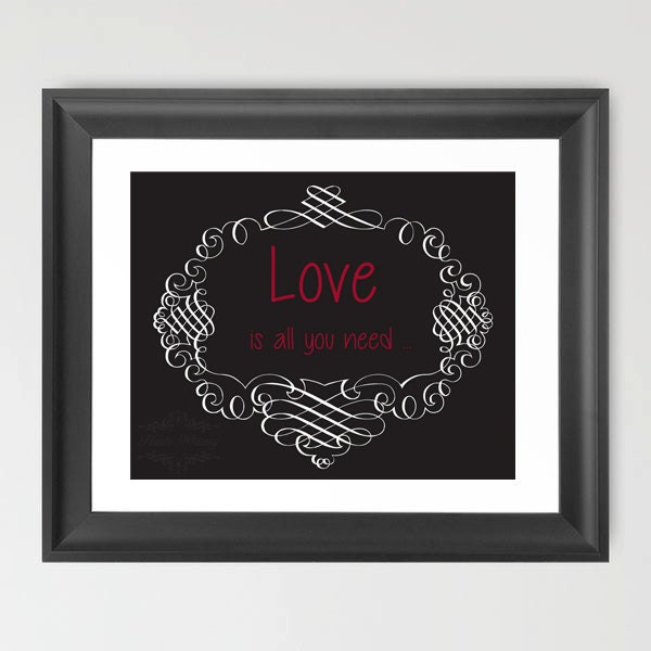 Love Is All You Need 7x5 typography art print