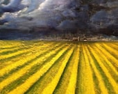 Harvest 48 x 48 original painting farm barn field silo
