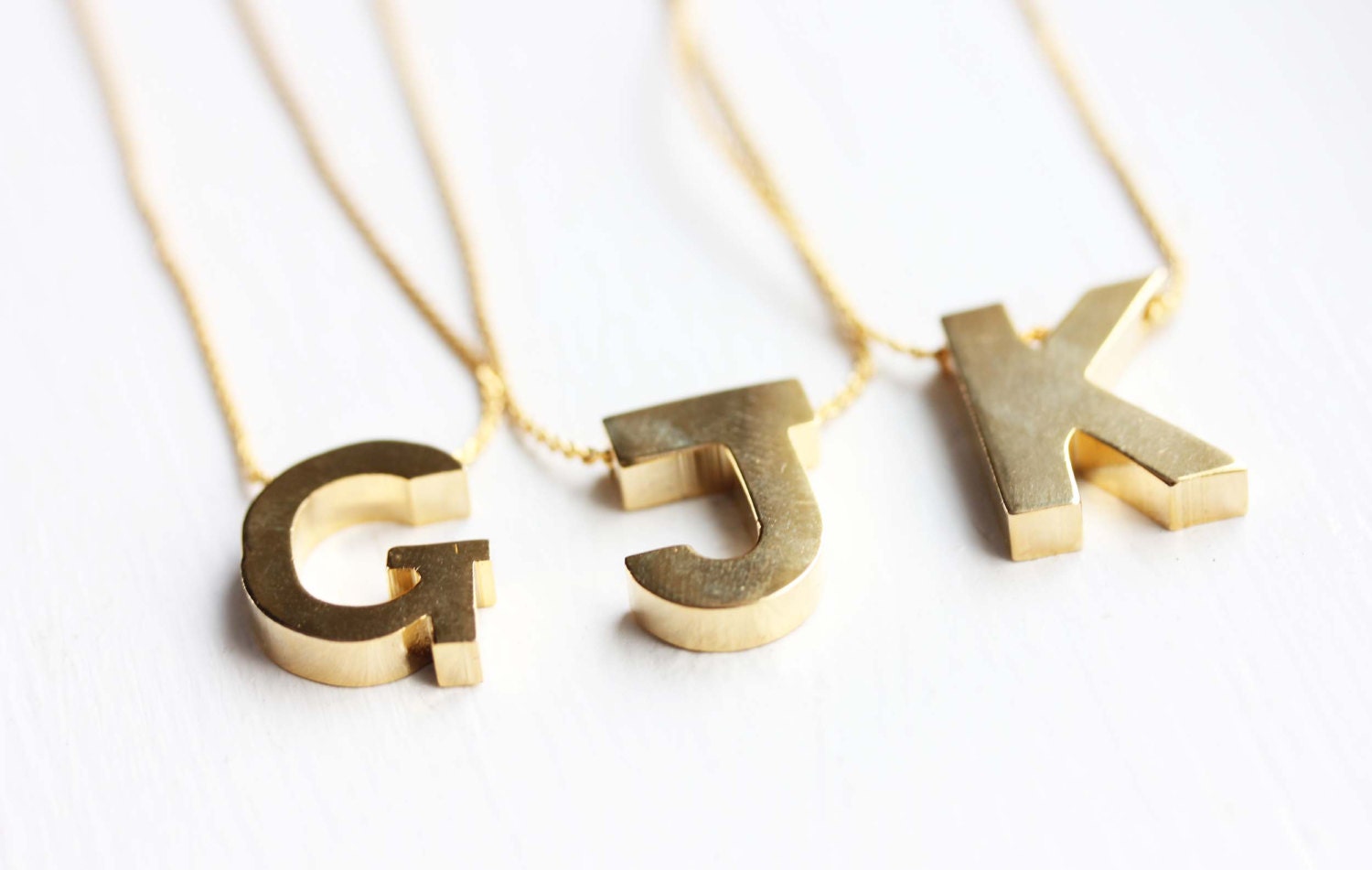 Large Gold Letter Necklace - F, G, H, J, K, T, W