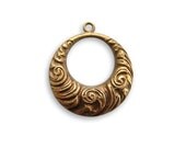 2 pieces 19x17mm Nouveau Swirls, Vintaj Natural Brass Item TR50