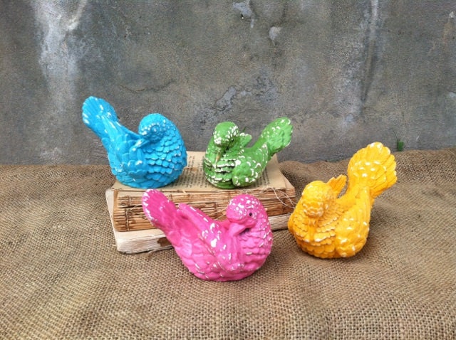 Vintage - FESTIVAL of COLOR - Upcycled Decorative Bird - Birds - Instant Collection - Boho Funky Farmhouse CHIC