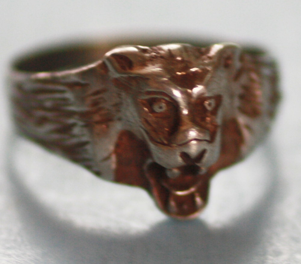 Sterling Bear Face Ring Vintage