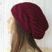 Hand Knit Hat- Womens hat - chunky knit Slouchy Beanie  Slouch Burgundy  Hat Winter Accessories knitted beret Autumn Fashion