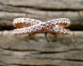 Infinity Symbol Sign Wedding Ring in 14K Rose Gold with Diamonds Size 6