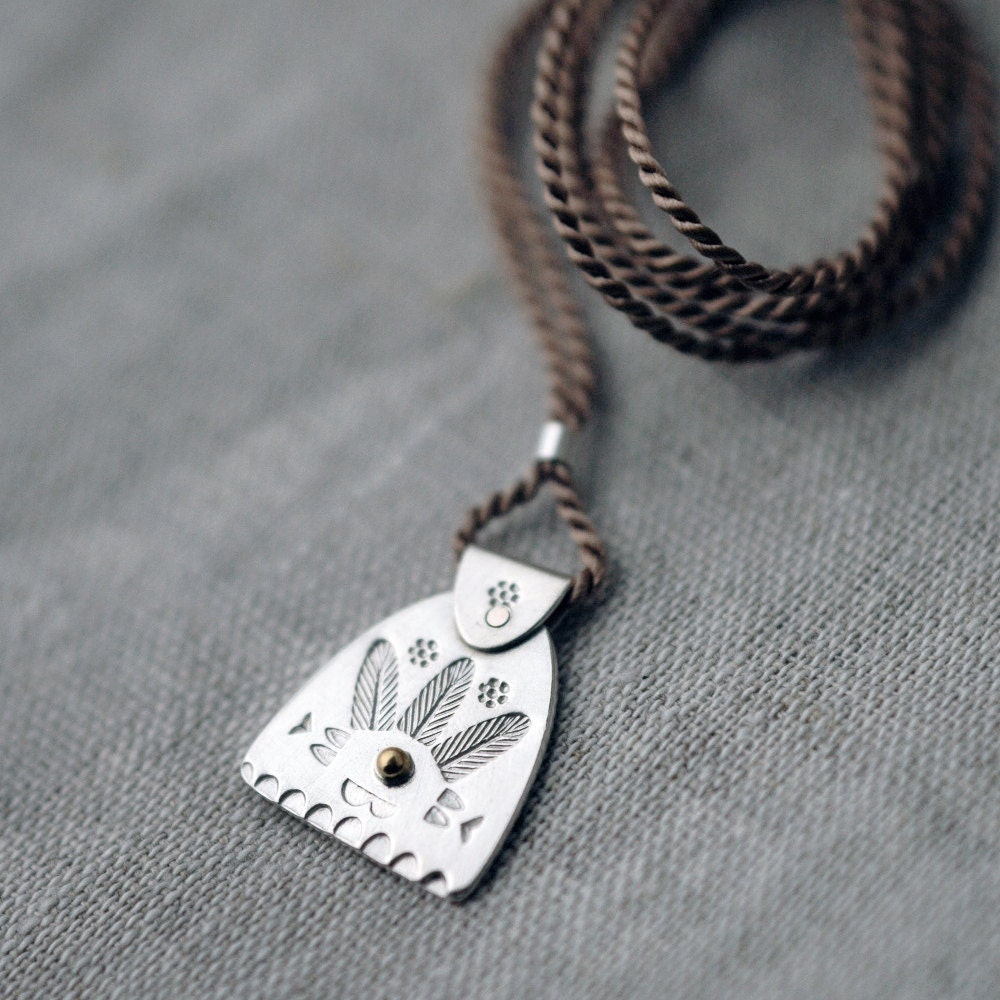Mystical Orient Amulet necklace on silk cord