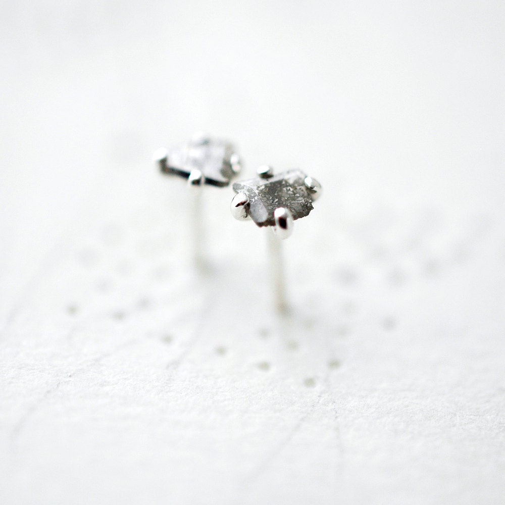 Mini Antarctic natural diamond sliver studs