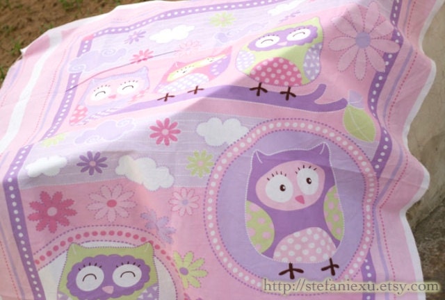 Owl Hoot Collection, Lovely Owls On Daisy Floral, Matching Quilting Fabric - US Cotton Fabric (1 Panel, 39x43 Inches)