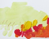 Textured Yellow, Pink Abstract Painting, pink green, yellow,  4 x 6"  ORIGINAL fine art -- "Painting 431"