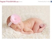 SPRING SALE Baby Headband - Newborn Headband - Pink Flower Hair Clip on Matching Headband Headband - Photography Prop