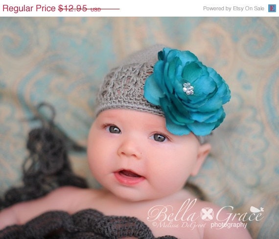 MEMORIAL DAY SALE Infant Beanie - Baby Beanie - Baby Hat - Infant Hat - Photography Prop - Girls Knit Hat - Photo Prop