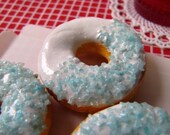 Miniature Donut - HALF Blue Sugar -1/3 Scale for BJD, SD, American Girl, Resin Dolls etc