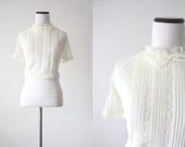 vintage 1950's white lace blouse