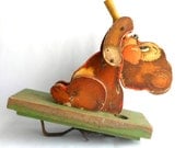 Primitive Wooden Musical Bear Toy Decoration