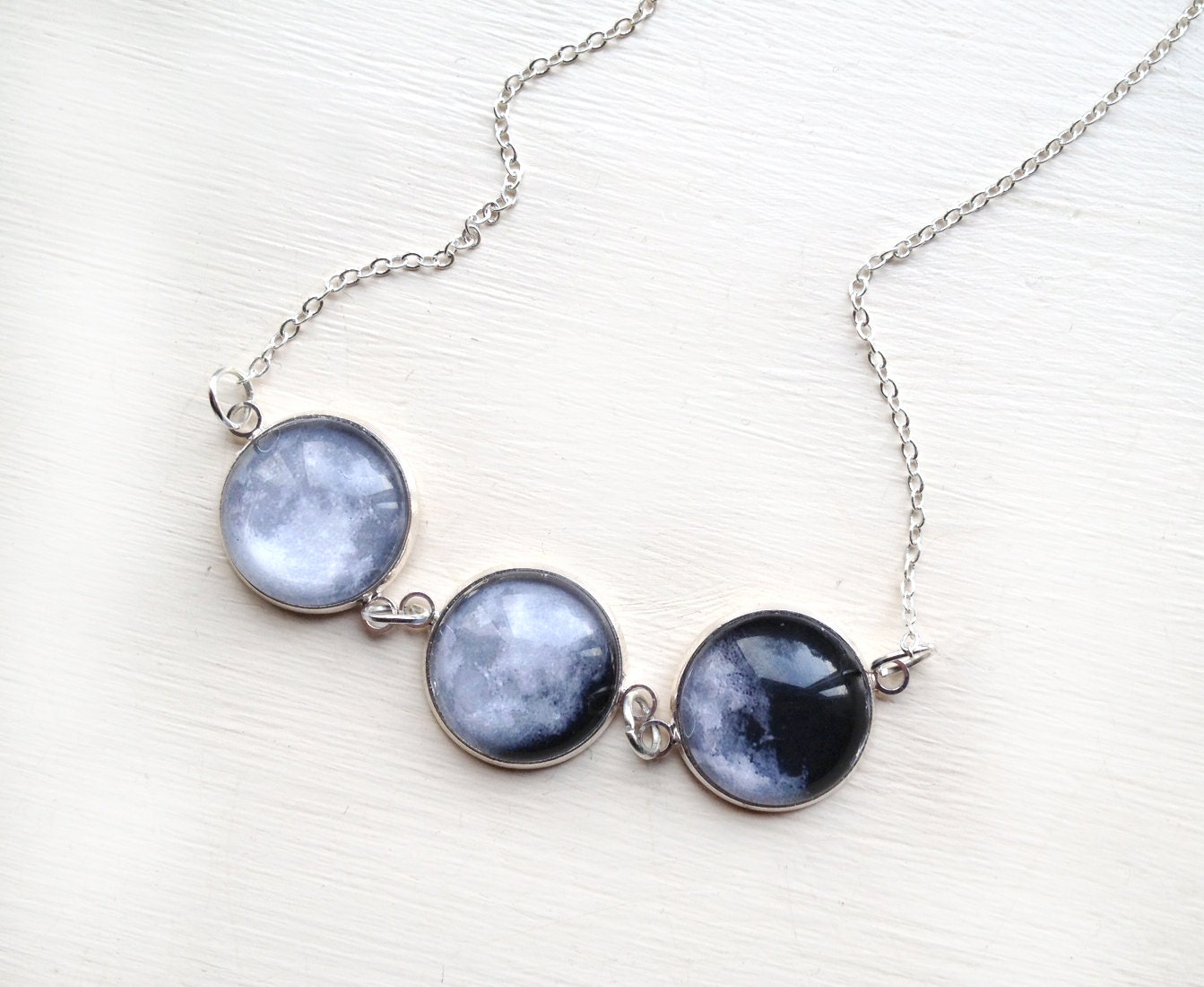 La luna - Phases of the Moon Small - Glass Dome Statement Necklace